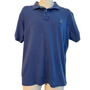 Polo Ralph Lauren Mens Large Polo Shirt Blue Embroidered Green Pony